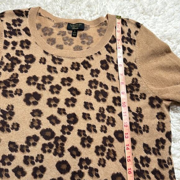 100% Cashmere Luxury Cheetah Print Lightweight Sweater Charter Club Flawed FFF12 - Picture 7 of 11